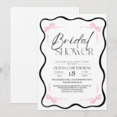 Black Bow Bridal Shower Invitation Kaart (Voorkant / Achterkant)