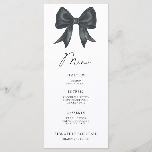 Black Bow Bridal shower menu (Devant)