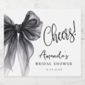 Black Bow Bridal Shower  Sparkling Wijnetiket (Enkel label)