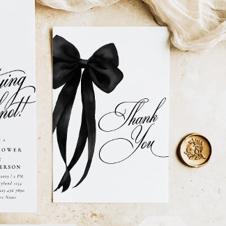 Black Bow Bridal Shower Thank You Card Bedankkaart