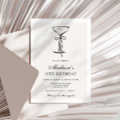 Black Bow Champagne Coupe Birthday Invitation