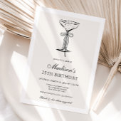 Black Bow Champagne Coupe Birthday Invitation