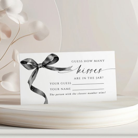 Black Bow Combien de baisers Douche Carte de jeu