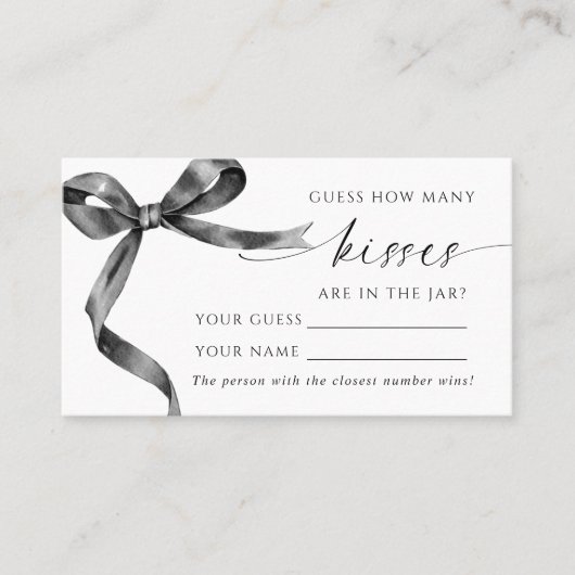 Black Bow Combien de baisers Douche Carte de jeu (Devant)