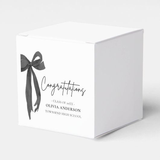 Black Bow Coquette Afstuderen gefeliciteerd Bedankdoosjes (Voorkant Zijde)