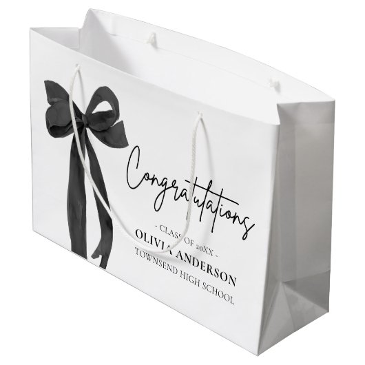 Black Bow Coquette Afstuderen gefeliciteerd Groot Cadeauzakje (Achterkant Gekanteld)