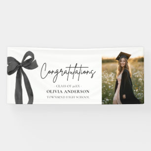 Black Bow Coquette Afstuderen gefeliciteerd Spandoek