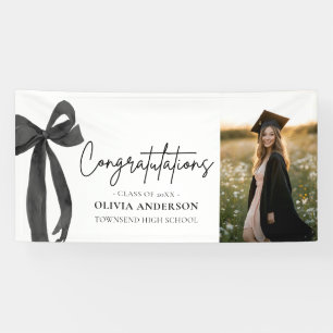 Black Bow Coquette Afstuderen gefeliciteerd Spandoek