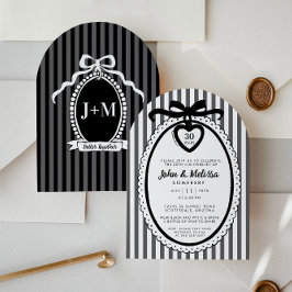Black Bow Coquette Anniversary Party Invitation Kaart