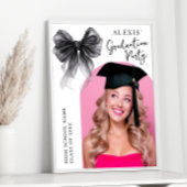 Black Bow Coquette Graduation Party Photo Sign Poster