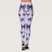 Black Bow Coquette Paarse Trendy Aangepaste Naam Leggings (Achterkant)