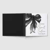 Black Bow Coquette Script Sweet 16 Party Gastenboek (Volledig)