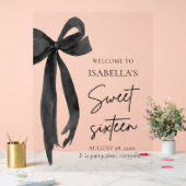 Black Bow Coquette Sweet 16 Verjaardag Welkom Acryl Bord (Huwelijk)