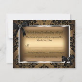 Black Bow & Damask Gold 50e anniversaire RSVP (Dos)
