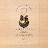 Black Bow Disco Ball Afstudeerfeest Acryl Uitnodigingen (Voorkant)