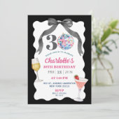 Black Bow Disco Ball Cocktail Dertigste verjaardag Kaart (Staand voorkant)