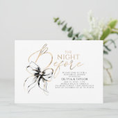 Black Bow Elegant Modern Chic Rehearsal Dinner Kaart (Staand voorkant)