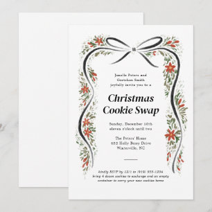 Black Bow en Poinsettias kerstvakantie Kaart