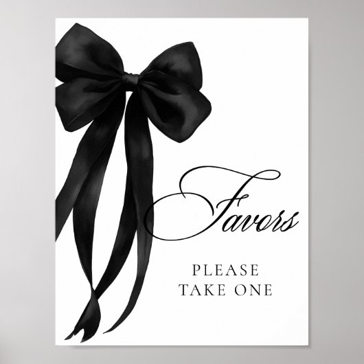 Black Bow Favors Table Sign Poster (Devant)