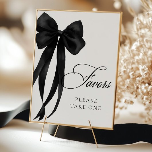 Black Bow Favors Table Sign Poster