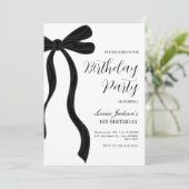 Black Bow First Birthday Party Invitation (Debout devant)