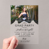 Black Bow Foto Afstudeerfeest Acryl Uitnodigingen (Insitu (Draagbaar))