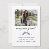 Black Bow Graduation Open House Party Invitation Kaart (Achterkant)