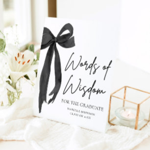Black Bow Graduation Party Advies Woorden van Wijs Reclamebord Met Voetstuk