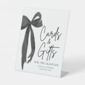 Black Bow Graduation Party Afstuderen Kaarten en g Reclamebord Met Voetstuk (Voorkant)