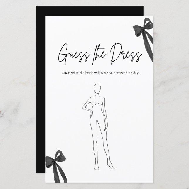 Black Bow Guess De jurk Vrijgezellenfeest spel (Voorkant / Achterkant)