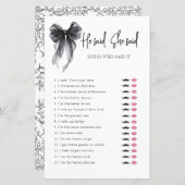 Black Bow He Said She Said Bridal Shower Game (Voorkant / Achterkant)