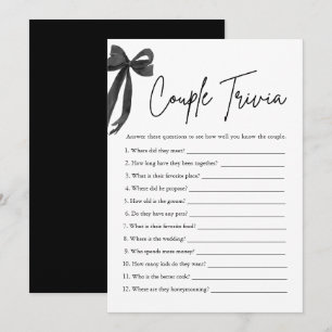 Black Bow Koppel Trivia Bruiloftsspel Kaart