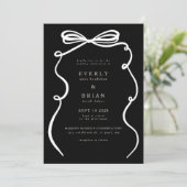 Black Bow Lijst huwelijksuitnodiging Kaart (Staand voorkant)