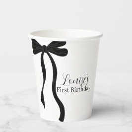 Black Bow Minimalist 1st Birthday Party Papieren Bekers
