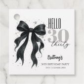 Black Bow Modern 30e verjaardag Bedankjes Labels (Voorkant)