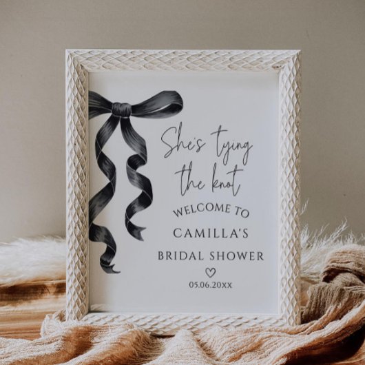 Black Bow Modern Vrijgezellenfeest Welkom Poster