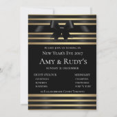 Black Bow Museum Gold Stripes Invitation officiell (Dos)