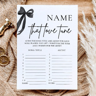 Black Bow Name That Love Tune Bruidsfeest Spel Kaart