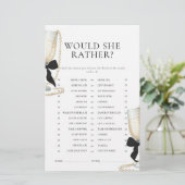 Black Bow Pearls & Prosecco Bridal Shower Game Briefpapier (Staand voorkant)