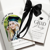 Black Bow Photo Graduation Invitation