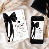 Black Bow Photo Graduation Invitation