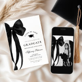 Black Bow Photo Graduation Invitation
