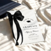Black Bow Photo Graduation Invitation Kaart