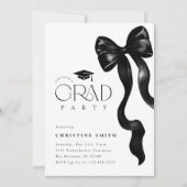 Black Bow Photo Graduation Party Invitation (Devant)
