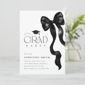 Black Bow Photo Graduation Party Invitation (Debout devant)