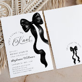 Black Bow Ribbon Bruids Douche Uitnodiging