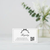 Black Bow Ribbon QR Code Trouwcadeau Registry Informatiekaartje (Staand voorkant)
