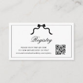 Black Bow Ribbon QR Code Trouwcadeau Registry Informatiekaartje (Voorkant)