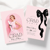 Black Bow Roze Afstudeerder Uitnodiging