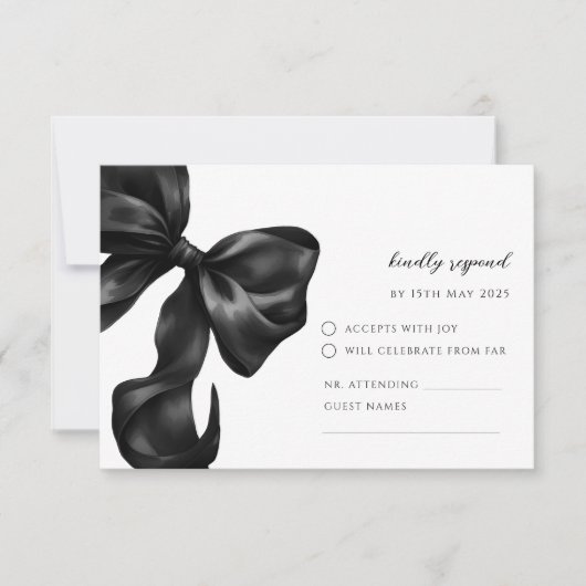Black Bow RSVP Response Card (Devant)